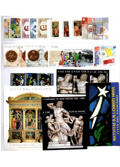 2006 Annata Completa nuovi 25 Val. + 2 foglietti + 1 libretto Benedetto XVI